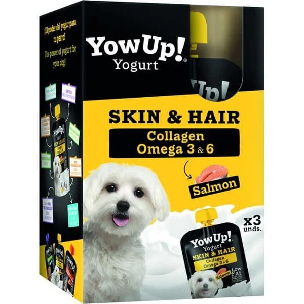 Yogurt de salmon skin&hair para perro YOWUP, pack 3x115 g - 1 ud - Imagen del producto en Findit