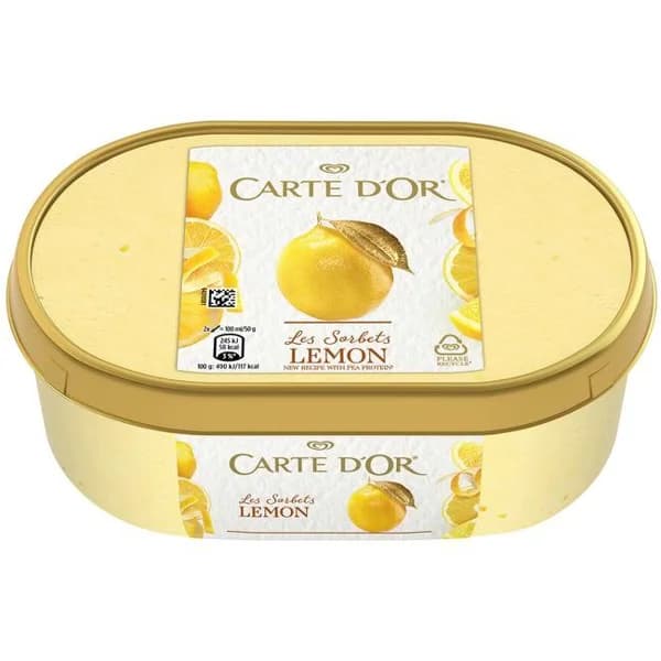 Helado sorbete de limón CARTE D'OR, tarrina 500 g - 0.5 kg - Imagen del producto en Findit