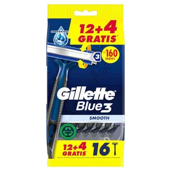 Máquina desechable Blue 3 GILLETTE, bolsa 12+4 uds - 4 ud - Imagen del producto en Findit