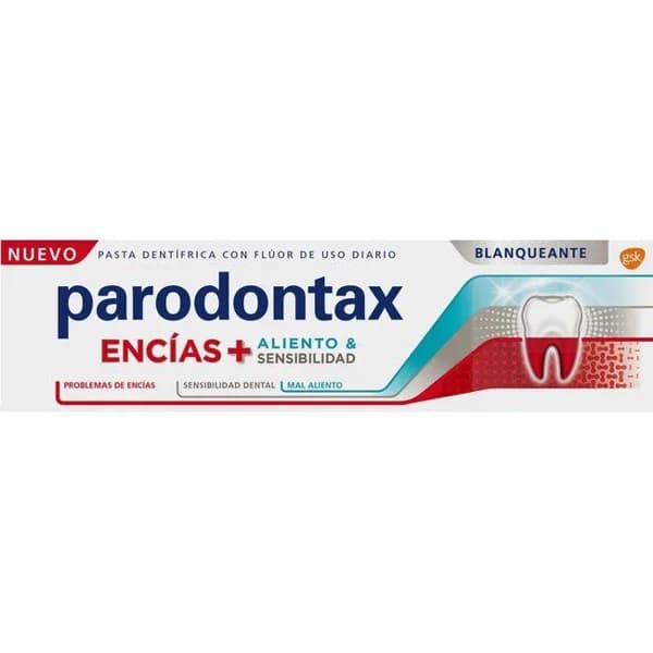 Dentifico encías+aliento blanqueante PARODONTAX, tubo 75 ml - 0.08 l - Imagen del producto en Findit