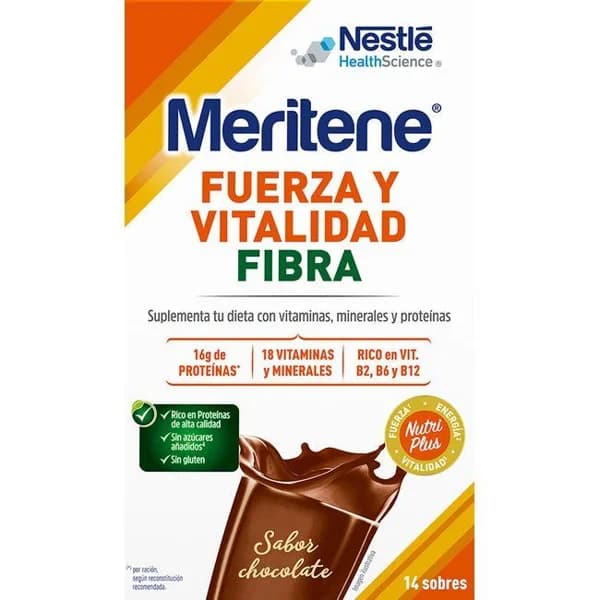 Bebida soluble con fibra sabor chocolate MERITENE, pack 6x50 g - 0.3 kg - Imagen del producto en Findit