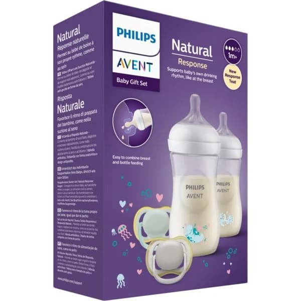 2 biberones 260 ml decorados + 2 chupetes 0-6 M AVENT, set 1 ud - 1 ud - Imagen del producto en Findit