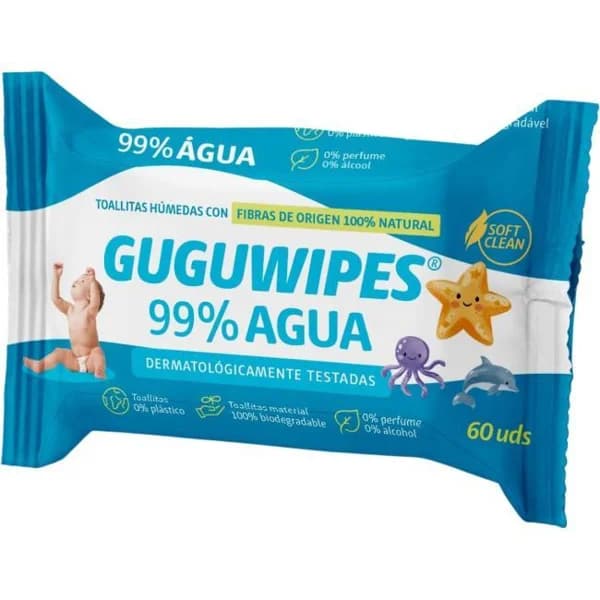 Toallitas humedas 99% agua GUGUWIPES, paquete 60 uds - 60 ud - Imagen del producto en Findit