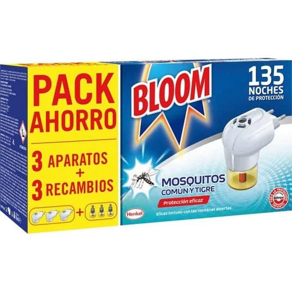 Insecticida eléctrico mosquitos BLOOM, 3 aparatos + 3 recambios - 3 ud - Imagen del producto en Findit