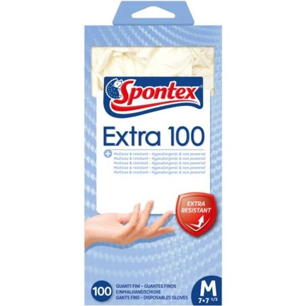 Guante fino extra talla mediana 7 SPONTEX, caja 100 uds - 100 ud - Imagen del producto en Findit