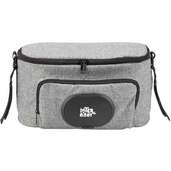 Bolso gris organizador para carrito de bebé con portavasos aislante INTERBABY - 1 ud - Imagen del producto en Findit