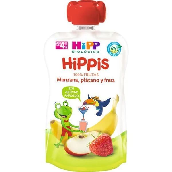 Bolsita de manzana-plátano-fresa HIPP, doypack 100 g - 0.1 kg - Imagen del producto en Findit