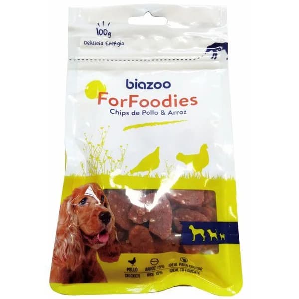 Chips de corazón, pollo y arroz BIOZOO, bolsa 100 g - 1 ud - Imagen del producto en Findit