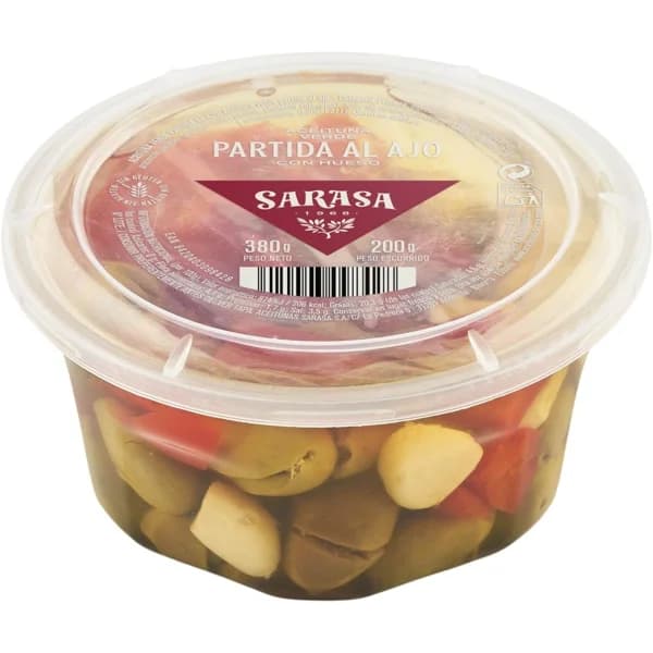 Aceituna partida al ajo SARASA, tarrina 200 g - 0.2 kg - Imagen del producto en Findit