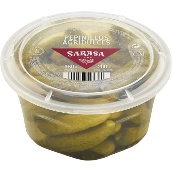 Pepinillos agridulces SARASA, tarrina 200 g - 0.2 kg - Imagen del producto en Findit