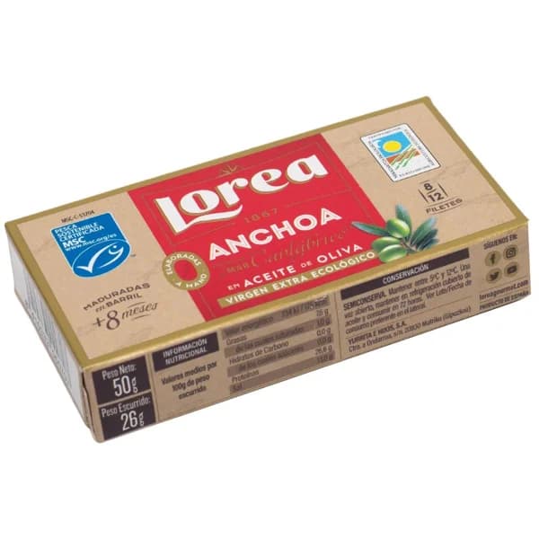 Anchoa Cantábrico MSC en a. oliva v. extra eco LOREA, lata 30 g - 0.03 kg - Imagen del producto en Findit