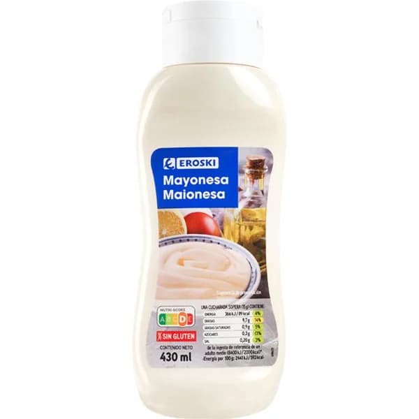 Mayonesa EROSKI, bote 430 ml - 0.43 l - Imagen del producto en Findit