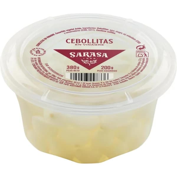 Cebollitas en vinagre SARASA, tarrina 200 g - 0.2 kg - Imagen del producto en Findit