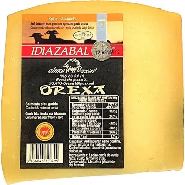 Queso ahumado D.O. Idiazabal OREXA, cuña 250 g - 0.25 kg - Imagen del producto en Findit