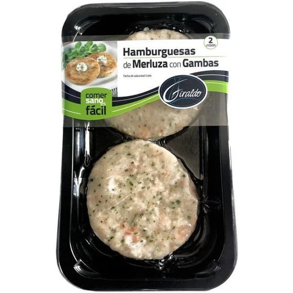 Hamburguesa de merluza con gambas GIRALDO, bandeja 200 g - 0.2 kg - Imagen del producto en Findit