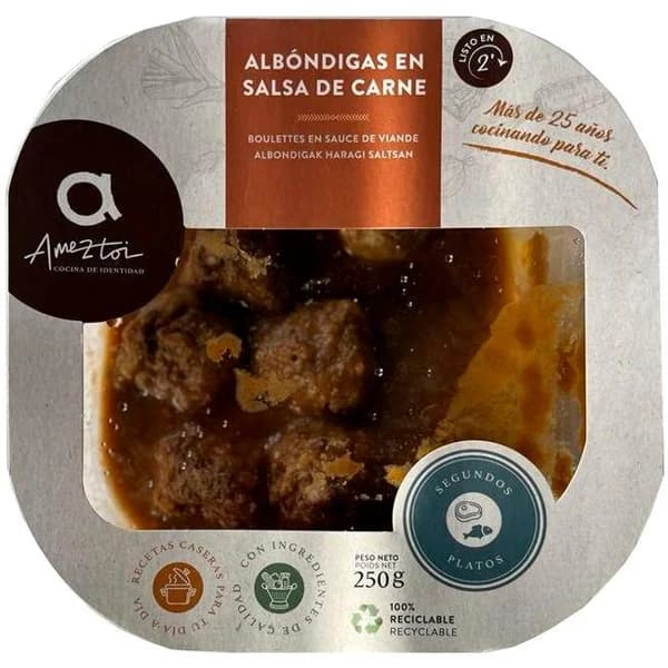 Albóndigas de ternera en salsa de carne AMEZTOI, bandeja 300 g - 0.3 kg - Imagen del producto en Findit