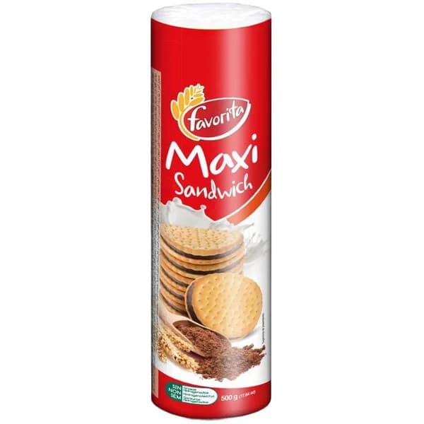 Galleta rellena de chocolate FAVORITA, paquete 500 g - 1 ud - Imagen del producto en Findit