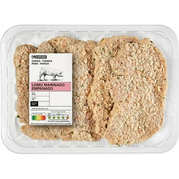 Filete de lomo de cerdo empanado EROSKI, bandeja aprox. 450 g - 1 ud - Imagen del producto en Findit