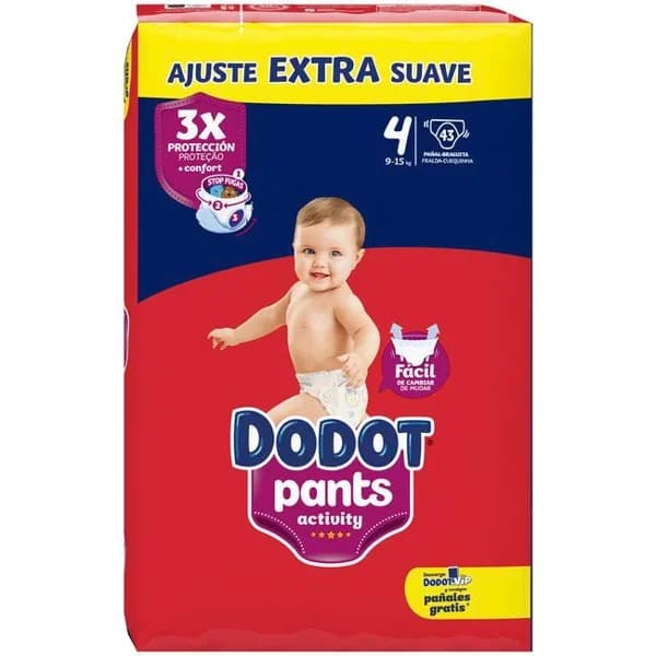 Pants jumbo 9-15 kg Talla 4 DODOT ACTIVITY EXTRA, paquete 43 uds - 43 ud - Imagen del producto en Findit