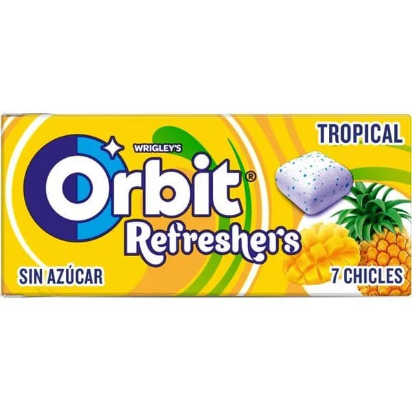 Chicle tropical ORBIT REFRESHER¿S, paquete 16 g - 1 ud - Imagen del producto en Findit