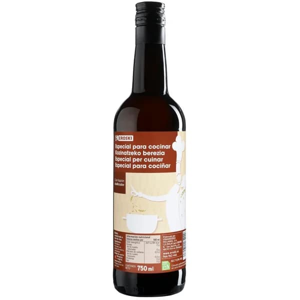 Vino para cocinar EROSKI, botella 75 cl - 0.75 l - Imagen del producto en Findit
