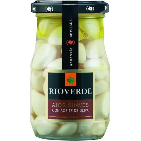 Ajos suaves en aceite de oliva RIOVERDE, frasco 120 g - 0.12 kg - Imagen del producto en Findit