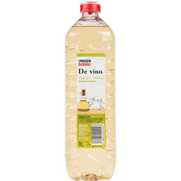Vinagre de vino blanco EROSKI basic, botella 1 litro - 1 l - Imagen del producto en Findit