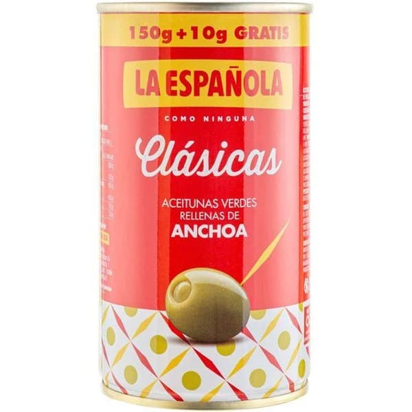 Aceitunas rellenas de anchoa LA ESPAÑOLA, lata 160 g - 0.16 kg - Imagen del producto en Findit