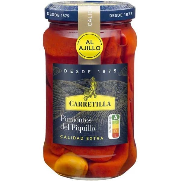 Pimiento de piquillo con ajo CARRETILLA, frasco 225 g - 0.23 kg - Imagen del producto en Findit