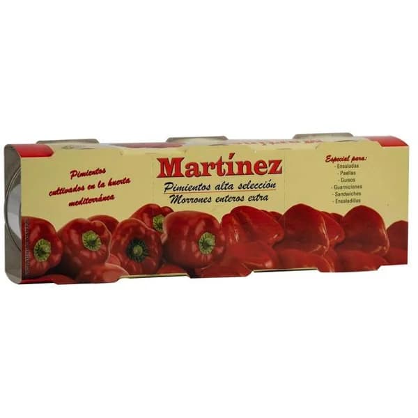 Pimiento morrón entero MARTÍNEZ, pack 3x60 g - 0.18 kg - Imagen del producto en Findit