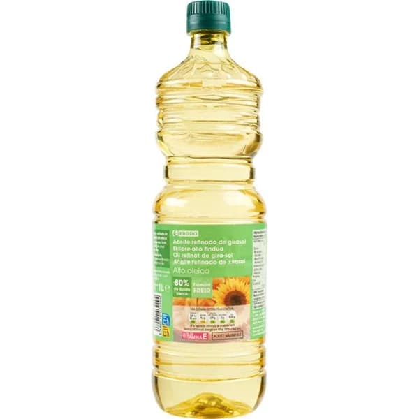 Aceite alto oleico EROSKI, botella 1 litro - 1 l - Imagen del producto en Findit