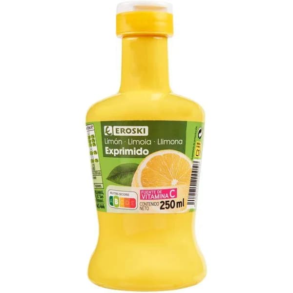 Zumo de limón exprimido EROSKI, botella 250 ml - 0.25 l - Imagen del producto en Findit