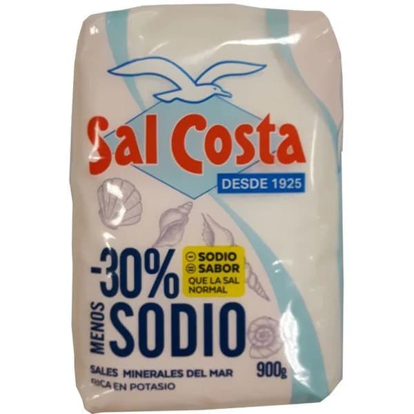 Sal fina -30% sodio SAL COSTA, paquete 900 g - 0.9 kg - Imagen del producto en Findit