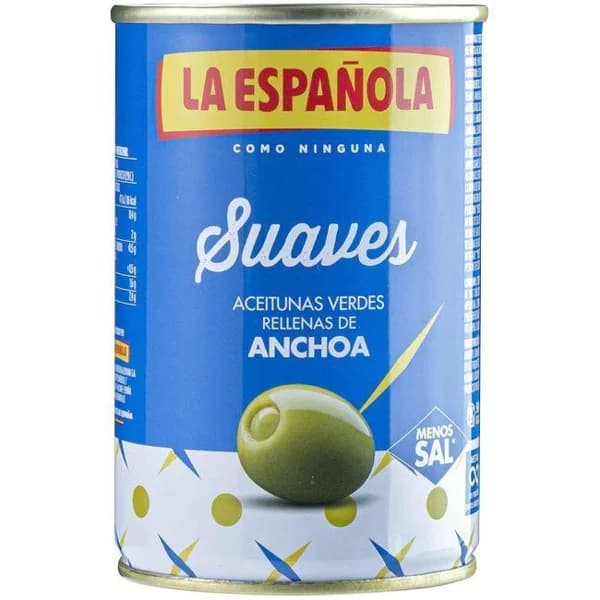 Aceitunas rellenas de anchoa suave LA ESPAÑOLA, lata 130 g - 0.13 kg - Imagen del producto en Findit