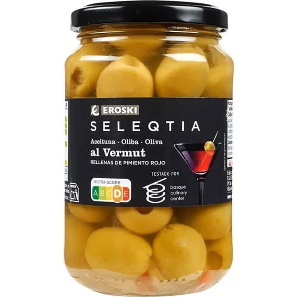 Aceituna vermut EROSKI SELEQTIA, frasco 190 g - 0.19 kg - Imagen del producto en Findit