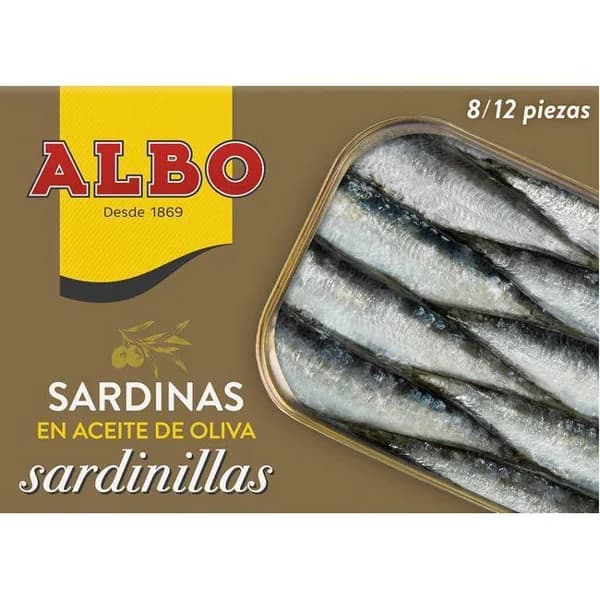 Sardinilla en aceite de oliva ALBO, lata 107 g - 1 ud - Imagen del producto en Findit