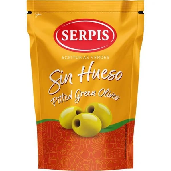 Aceitunas manzanilla sin hueso SERPIS, bolsa 75 g - 0.08 kg - Imagen del producto en Findit