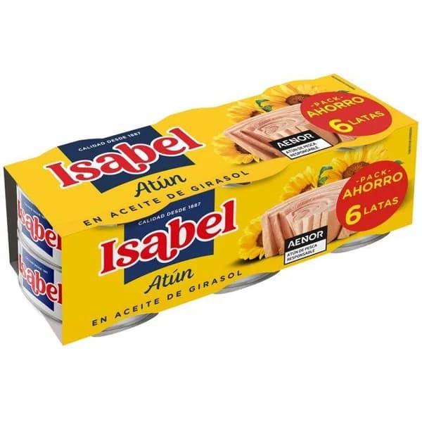 Atun en aceite de girasol ISABEL, pack 6x65 g - 0.39 kg - Imagen del producto en Findit
