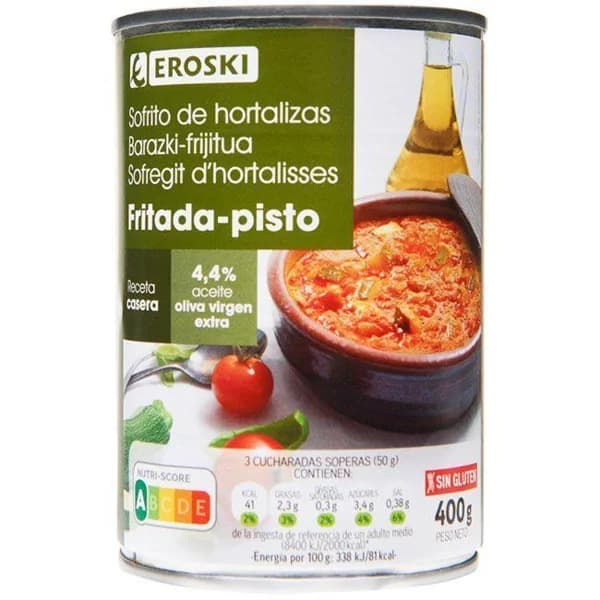 Fritada de hortalizas EROSKI, lata 400 g - 0.4 kg - Imagen del producto en Findit