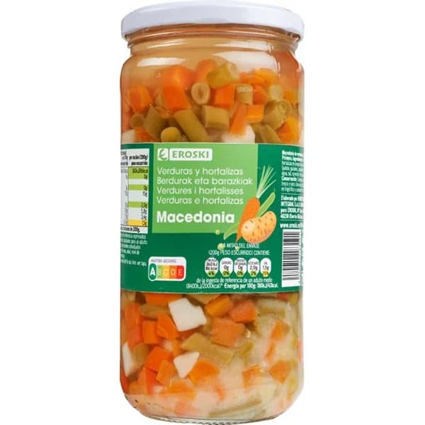 Macedonia de verduras EROSKI, frasco 400 g - 0.4 kg - Imagen del producto en Findit