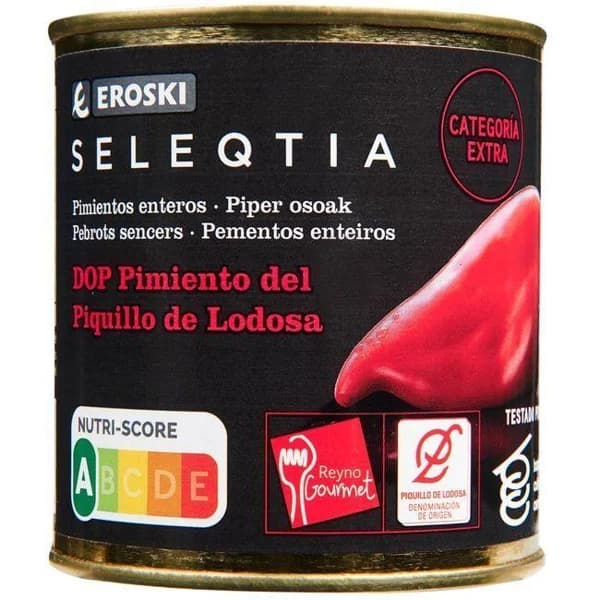 Pimiento de piquillo D.O. Lodosa EROSKI SELEQTIA, lata 180 g - 0.18 kg - Imagen del producto en Findit