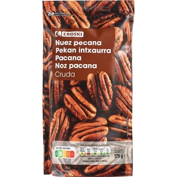 Nuez pecana EROSKI, bolsa 175 g - 0.18 kg - Imagen del producto en Findit
