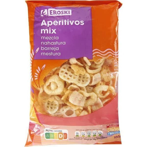 Mix aperitivo EROSKI, bolsa 100 g - 0.1 kg - Imagen del producto en Findit