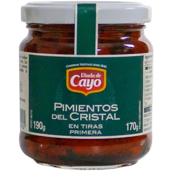Pimiento de cristal en tiras VIUDA DE CAYO, frasco 190 g - 0.19 kg - Imagen del producto en Findit