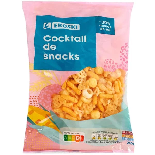 Cocktail de snacks EROSKI, bolsa 250 g - 0.25 kg - Imagen del producto en Findit
