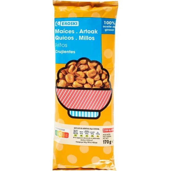 Maíz frito crujiente EROSKI, bolsa 170 g - 0.17 kg - Imagen del producto en Findit