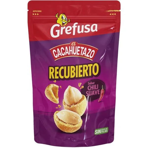 Cacahuete recubierto sabor chili suave GREFUSA, bolsa 90 g - 1 ud - Imagen del producto en Findit