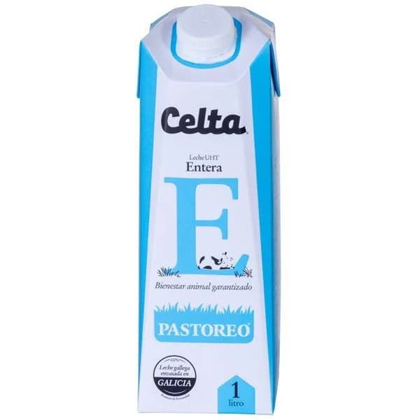 Leche uht entera pastoreo CELTA, botella 1 litro - 1 ud - Imagen del producto en Findit
