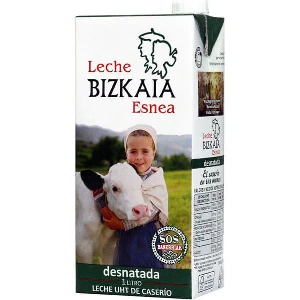 Leche desnatada uht BIZKAIA ESNEA, brik 1 litro - 1 l - Imagen del producto en Findit