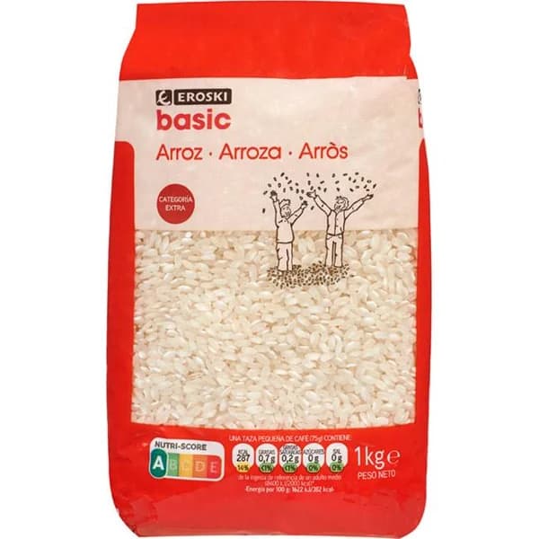 Arroz extra EROSKI basic, paquete 1 kg - 1 kg - Imagen del producto en Findit